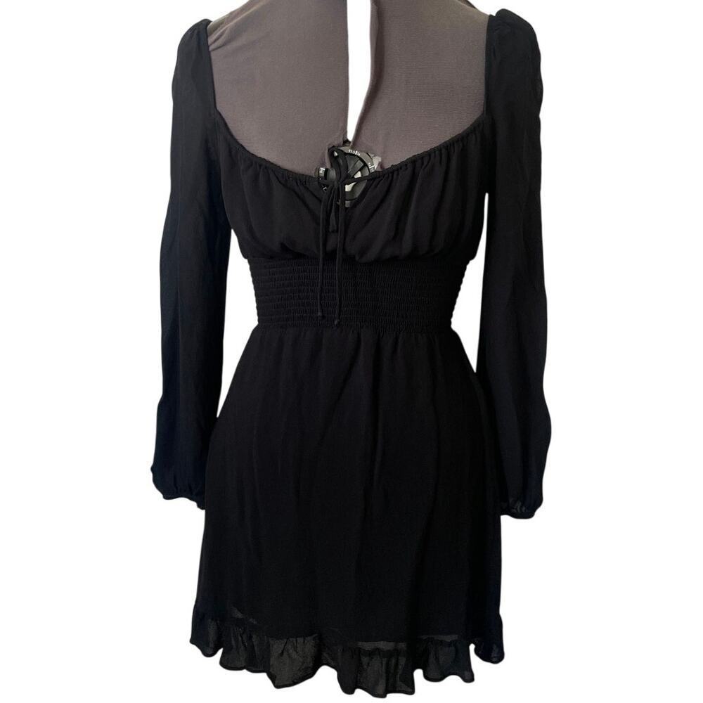 Reformation Black Chiffon Rella Mini Dress • Cottage Milk Maid • Size 12